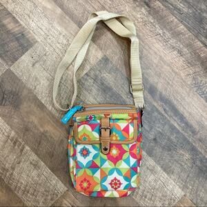 Lily Bloom Crossbody Purse geometric floral print